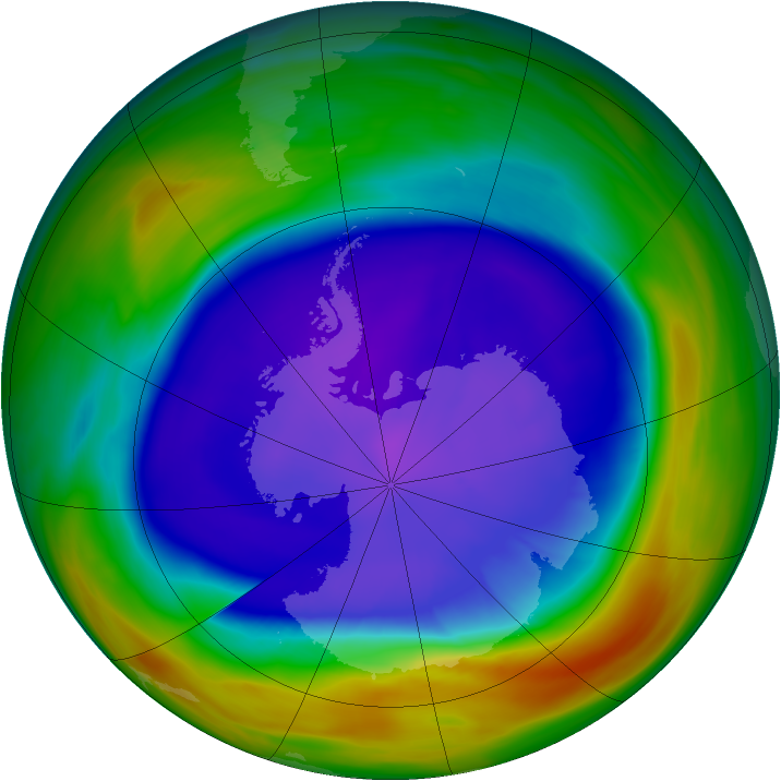 Antarctic ozone map for 20 September 2005